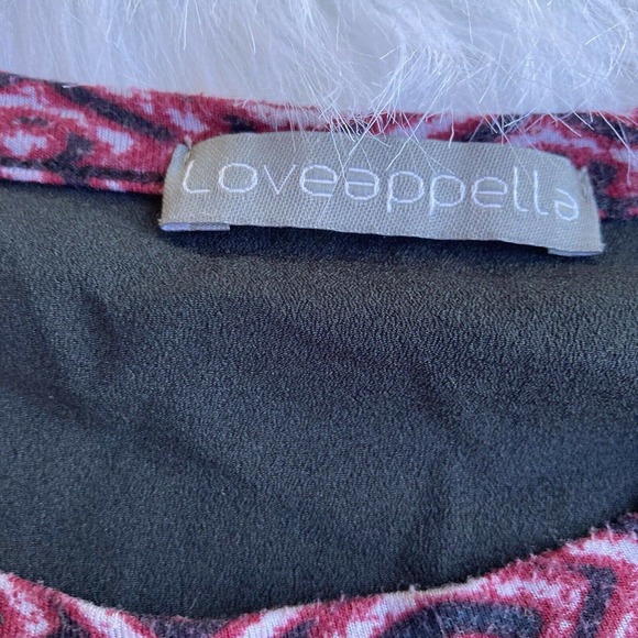 Stitch Fix Loveappella Blouse Sz S Top 3/4 Sleeve Hi Lo Red Black Stretch Casual - Picture 3 of 8